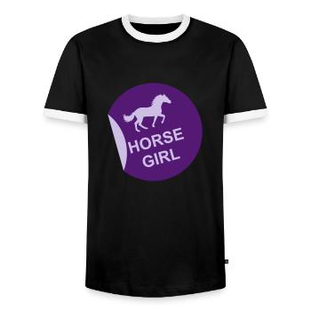 Citation de fille de cheval disant - T-shirt contrasté Homme - noir/blanc - Devant - AI Model Female 172 light (172cm) & AI Model Male 178 light (178cm)