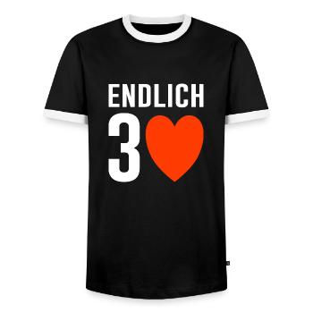 30. Geburtstag Geschnek dreißig - Männer Kontrast-T-Shirt - Schwarz/Weiß - Vorne - AI Model Female 172 light (172cm) & AI Model Male 178 light (178cm)