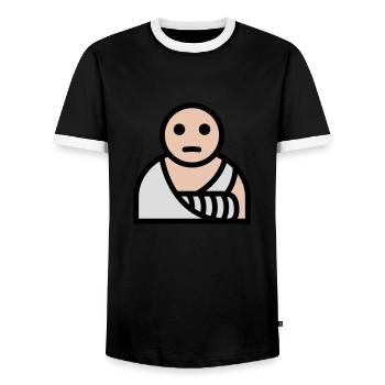 Arm gebrochen Gips Verband - Männer Kontrast-T-Shirt - Schwarz/Weiß - Vorne - AI Model Female 172 light (172cm) & AI Model Male 178 light (178cm)