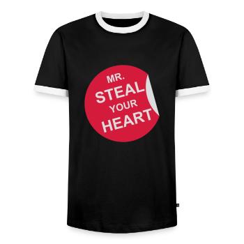 Monsieur vole votre cœur - T-shirt contrasté Homme - noir/blanc - Devant - AI Model Female 172 light (172cm) & AI Model Male 178 light (178cm)