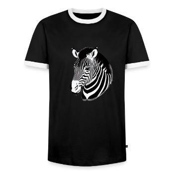 Fun Zebra Cartoon Funny Nature Animal Safari 3 - Men's Ringer Shirt - black/white - Front - AI Model Female 172 light (172cm) & AI Model Male 178 light (178cm)