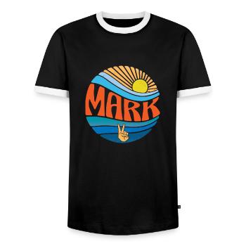 Mark Shirt Vintage Sunset Mark Groovy Tie Dye - T-shirt contrasté Homme - noir/blanc - Devant - AI Model Female 172 light (172cm) & AI Model Male 178 light (178cm)