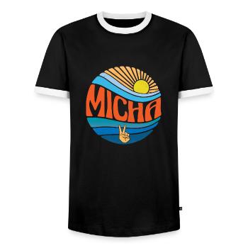 Micha Hemd Vintage Sunset Micha Groovy Tie Dye - Männer Kontrast-T-Shirt - Schwarz/Weiß - Vorne - AI Model Female 172 light (172cm) & AI Model Male 178 light (178cm)