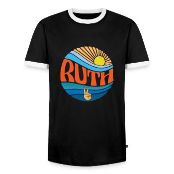 Ruth Shirt Vintage Sunset Ruth Groovy Tie Dye - Männer Kontrast-T-Shirt - Schwarz/Weiß - Vorne - AI Model Female 172 light (172cm) & AI Model Male 178 light (178cm)