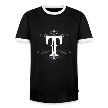 Letter T, point (t) - Men's Ringer Shirt - black/white - Front - AI Model Female 172 light (172cm) & AI Model Male 178 light (178cm)