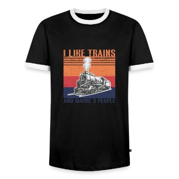 Lokführer Bahn Design I Model Eisenbahn - Männer Kontrast-T-Shirt - Schwarz/Weiß - Vorne - AI Model Female 172 light (172cm) & AI Model Male 178 light (178cm)