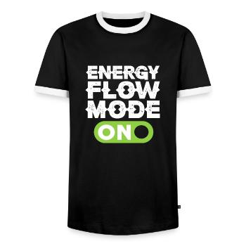 Energy Flow Mode On | Reiki practitioner - Men's Ringer Shirt - black/white - Front - AI Model Female 172 light (172cm) & AI Model Male 178 light (178cm)