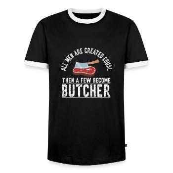 Metzger Fleischer Sprücher I Metzgerei - Männer Kontrast-T-Shirt - Schwarz/Weiß - Vorne - AI Model Female 172 light (172cm) & AI Model Male 178 light (178cm)