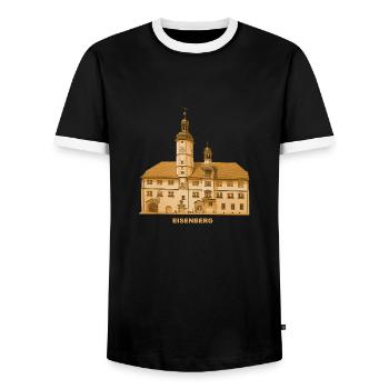 Eisenberg Rathaus Holzland Thüringen - Männer Kontrast-T-Shirt - Schwarz/Weiß - Vorne - AI Model Female 172 light (172cm) & AI Model Male 178 light (178cm)