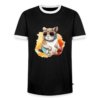 Zik l'écureuil à lunettes - T-shirt contrasté Homme - noir/blanc - Devant - AI Model Female 172 light (172cm) & AI Model Male 178 light (178cm)