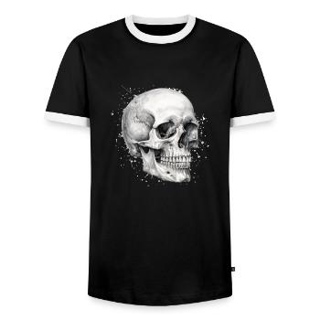 Bleistift-Totenkopf - Männer Kontrast-T-Shirt - Schwarz/Weiß - Vorne - AI Model Female 172 light (172cm) & AI Model Male 178 light (178cm)