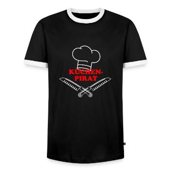 Küchenpirat - Männer Kontrast-T-Shirt - Schwarz/Weiß - Vorne - AI Model Female 172 light (172cm) & AI Model Male 178 light (178cm)