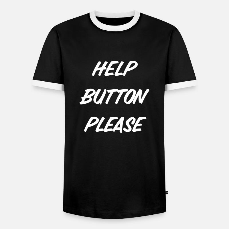 Help Button please - Männer Kontrast-T-Shirt - Schwarz/Weiß