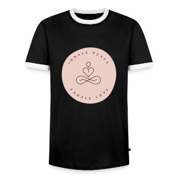 Inspirez la paix, expirez l’amour - T-shirt contrasté Homme - noir/blanc - Devant - AI Model Female 172 light (172cm) & AI Model Male 178 light (178cm)