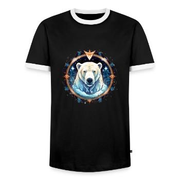 Eisbär mit verschneiten Elementen, Liebesbären - Männer Kontrast-T-Shirt - Schwarz/Weiß - Vorne - AI Model Female 172 light (172cm) & AI Model Male 178 light (178cm)