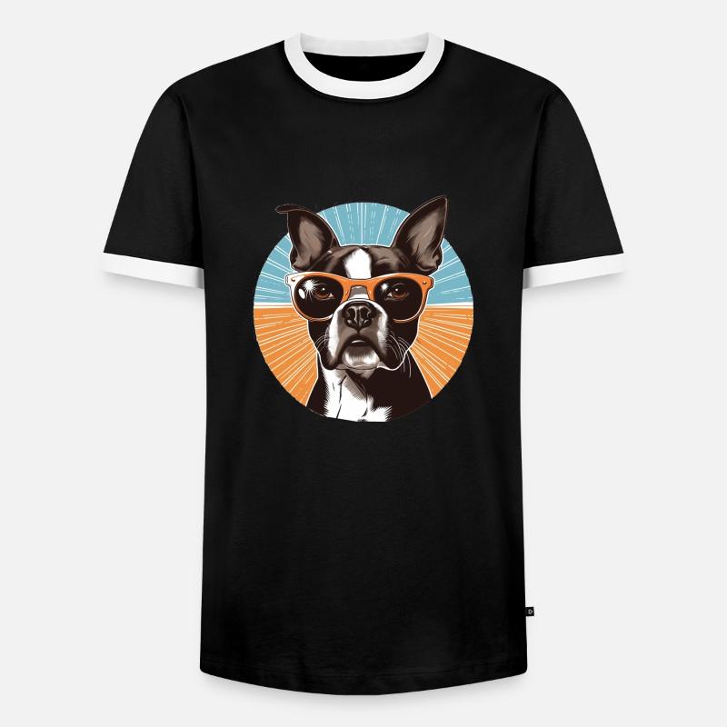 Boston Terrier - Männer Kontrast-T-Shirt - Schwarz/Weiß
