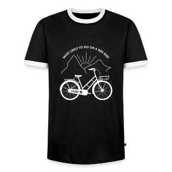 Le plus susceptible de faire une balade à vélo version blanche - T-shirt contrasté Homme - noir/blanc - Devant - AI Model Female 172 light (172cm) & AI Model Male 178 light (178cm)