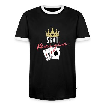 Skat Königin - Männer Kontrast-T-Shirt - Schwarz/Weiß - Vorne - AI Model Female 172 light (172cm) & AI Model Male 178 light (178cm)