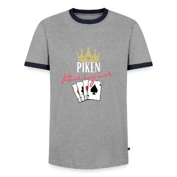 Dame de pique - T-shirt contrasté Homme - gris/marine  - Devant - AI Model Female 172 light (172cm) & AI Model Male 178 light (178cm)