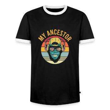 Affe Affen Mein Vorfahr Schimpanse Vintage Monkeys - Männer Kontrast-T-Shirt - Schwarz/Weiß - Vorne - AI Model Female 172 light (172cm) & AI Model Male 178 light (178cm)