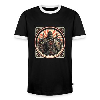 Guerrier ottoman - conquête d’Istanbul en 1453 - T-shirt contrasté Homme - noir/blanc - Devant - AI Model Female 172 light (172cm) & AI Model Male 178 light (178cm)