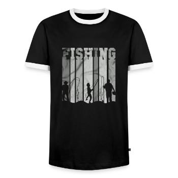 fish, fish, fishing, lake, sea, fishing, fauna, exotic - Men's Ringer Shirt - black/white - Front - AI Model Female 172 light (172cm) & AI Model Male 178 light (178cm)