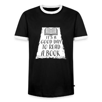 Es ist ein guter Tag, um ein Buch zu lesen Schule Lesen Liebe - Männer Kontrast-T-Shirt - Schwarz/Weiß - Vorne - AI Model Female 172 light (172cm) & AI Model Male 178 light (178cm)