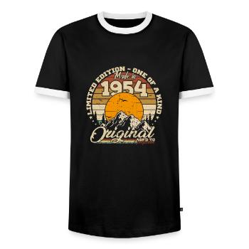 Made in 1954 Retro 1954 Geburtstagsgeschenk - Männer Kontrast-T-Shirt - Schwarz/Weiß - Vorne - AI Model Female 172 light (172cm) & AI Model Male 178 light (178cm)
