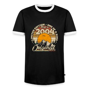 Made in 2004 Geburtstagsgeschenk 2004 Retro 2004 - Männer Kontrast-T-Shirt - Schwarz/Weiß - Vorne - AI Model Female 172 light (172cm) & AI Model Male 178 light (178cm)