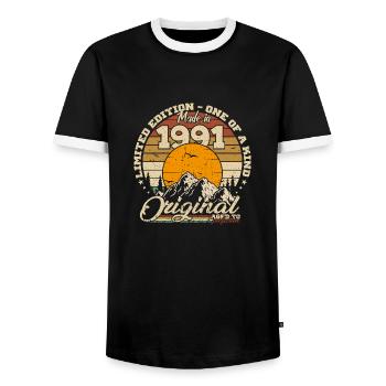 Made in 1991 Cadeau anniversaire 1991 Rétro 1991 - T-shirt contrasté Homme - noir/blanc - Devant - AI Model Female 172 light (172cm) & AI Model Male 178 light (178cm)