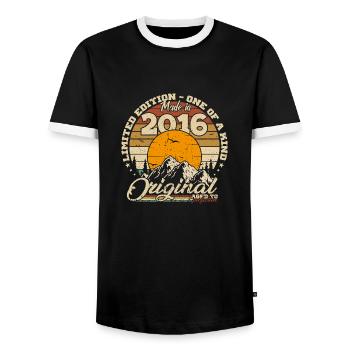 Made in 2016 Cadeau anniversaire 2016 Rétro 2016 - T-shirt contrasté Homme - noir/blanc - Devant - AI Model Female 172 light (172cm) & AI Model Male 178 light (178cm)