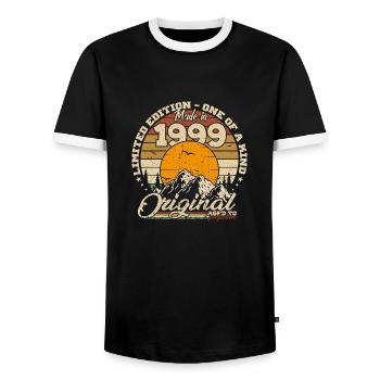 Made in 1999 Retro 1999 Birthday Gift 1999 - Men's Ringer Shirt - black/white - Front - AI Model Female 172 light (172cm) & AI Model Male 178 light (178cm)