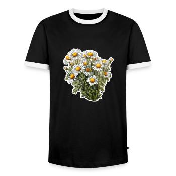 Chamomile bush - Men's Ringer Shirt - black/white - Front - AI Model Female 172 light (172cm) & AI Model Male 178 light (178cm)