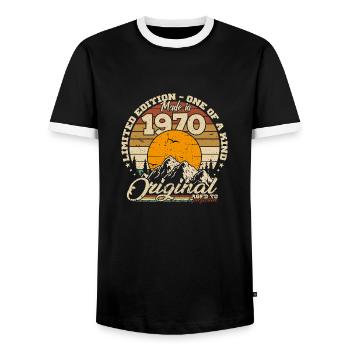 Hergestellt im Jahr 1970 Retro 1970er Jahre Geburtstagsgeschenk - Männer Kontrast-T-Shirt - Schwarz/Weiß - Vorne - AI Model Female 172 light (172cm) & AI Model Male 178 light (178cm)