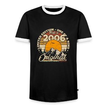 Hergestellt im Jahr 2006 Retro 2006 Geburtstagsgeschenk - Männer Kontrast-T-Shirt - Schwarz/Weiß - Vorne - AI Model Female 172 light (172cm) & AI Model Male 178 light (178cm)