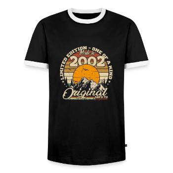 Hergestellt im Jahr 2002 Retro 2002 Geburtstagsgeschenk - Männer Kontrast-T-Shirt - Schwarz/Weiß - Vorne - AI Model Female 172 light (172cm) & AI Model Male 178 light (178cm)