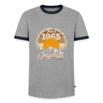 Made in 1965 Cadeau anniversaire 1965 Rétro 1965 - T-shirt contrasté Homme - gris/marine  - Devant - AI Model Female 172 light (172cm) & AI Model Male 178 light (178cm)