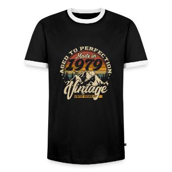 Made in 1979 Vintage Édition limitée Cadeau - T-shirt contrasté Homme - noir/blanc - Devant - AI Model Female 172 light (172cm) & AI Model Male 178 light (178cm)