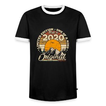 Made in 2020 Retro 2020 Jubiläumsgeschenk - Männer Kontrast-T-Shirt - Schwarz/Weiß - Vorne - AI Model Female 172 light (172cm) & AI Model Male 178 light (178cm)