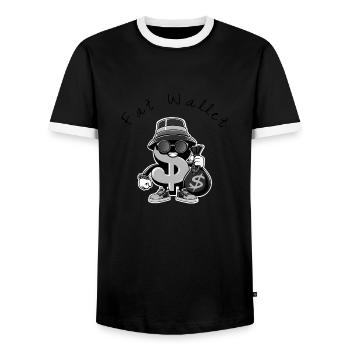 Ligne de gros portefeuille - T-shirt contrasté Homme - noir/blanc - Devant - AI Model Female 172 light (172cm) & AI Model Male 178 light (178cm)