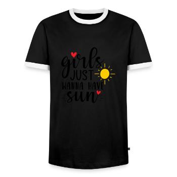 Les filles veulent juste avoir le soleil - T-shirt contrasté Homme - noir/blanc - Devant - AI Model Female 172 light (172cm) & AI Model Male 178 light (178cm)