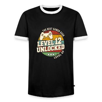 Legendary since 2012 Vintage anniversai gift - Men's Ringer Shirt - black/white - Front - AI Model Female 172 light (172cm) & AI Model Male 178 light (178cm)