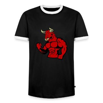 stier - Männer Kontrast-T-Shirt - Schwarz/Weiß - Vorne - AI Model Female 172 light (172cm) & AI Model Male 178 light (178cm)