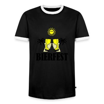fête de la bière 02 - T-shirt contrasté Homme - noir/blanc - Devant - AI Model Female 172 light (172cm) & AI Model Male 178 light (178cm)