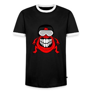 DJ Horreur Monstre Alien Alien Musique de fête - T-shirt contrasté Homme - noir/blanc - Devant - AI Model Female 172 light (172cm) & AI Model Male 178 light (178cm)