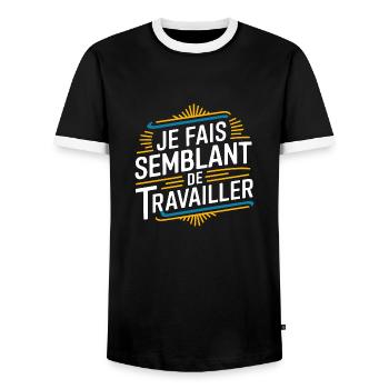 Je fais semblant de travailler - T-shirt contrasté Homme - noir/blanc - Devant - AI Model Female 172 light (172cm) & AI Model Male 178 light (178cm)