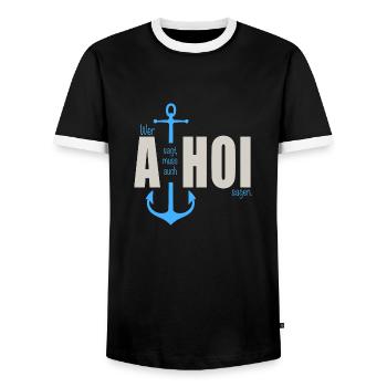 Wer a sagt - Männer Kontrast-T-Shirt - Schwarz/Weiß - Vorne - AI Model Female 172 light (172cm) & AI Model Male 178 light (178cm)