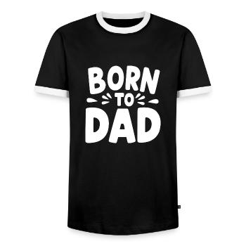 Born to Dad - Men's Ringer Shirt - black/white - Front - AI Model Female 172 light (172cm) & AI Model Male 178 light (178cm)