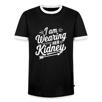 Funny statement on the transplant - Men's Ringer Shirt - black/white - Front - AI Model Female 172 light (172cm) & AI Model Male 178 light (178cm)
