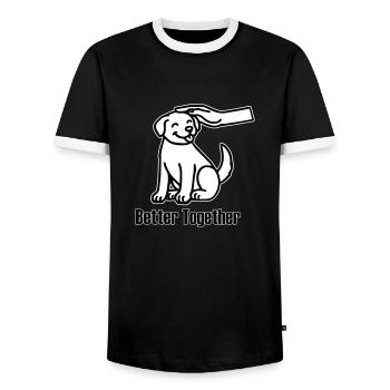 Hand petting a dog - Better together design - Men's Ringer Shirt - black/white - Front - AI Model Female 172 light (172cm) & AI Model Male 178 light (178cm)